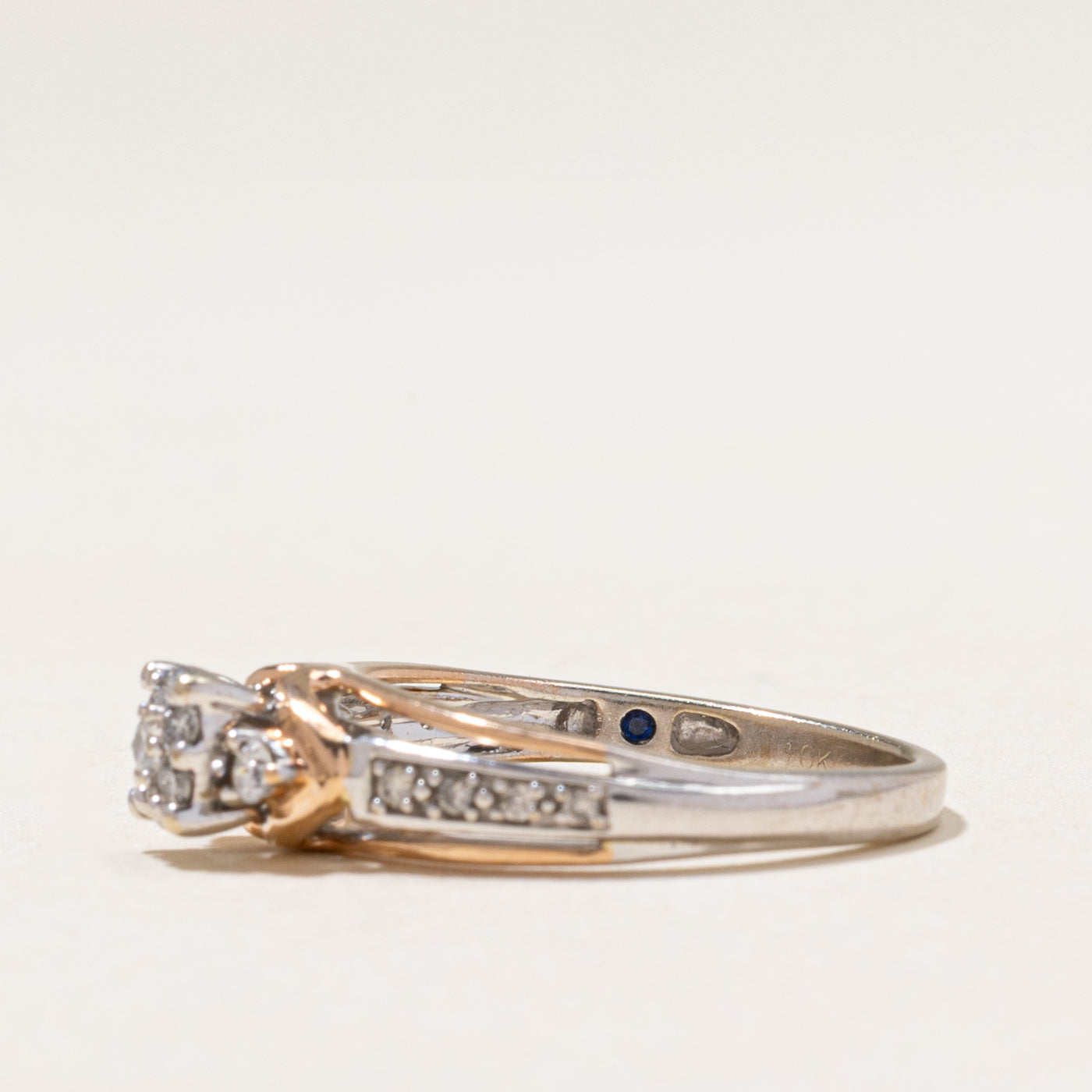 Diamond Round Cluster & Hidden Sapphire Ring | 0.20ctw, 0.005ct | SZ 6