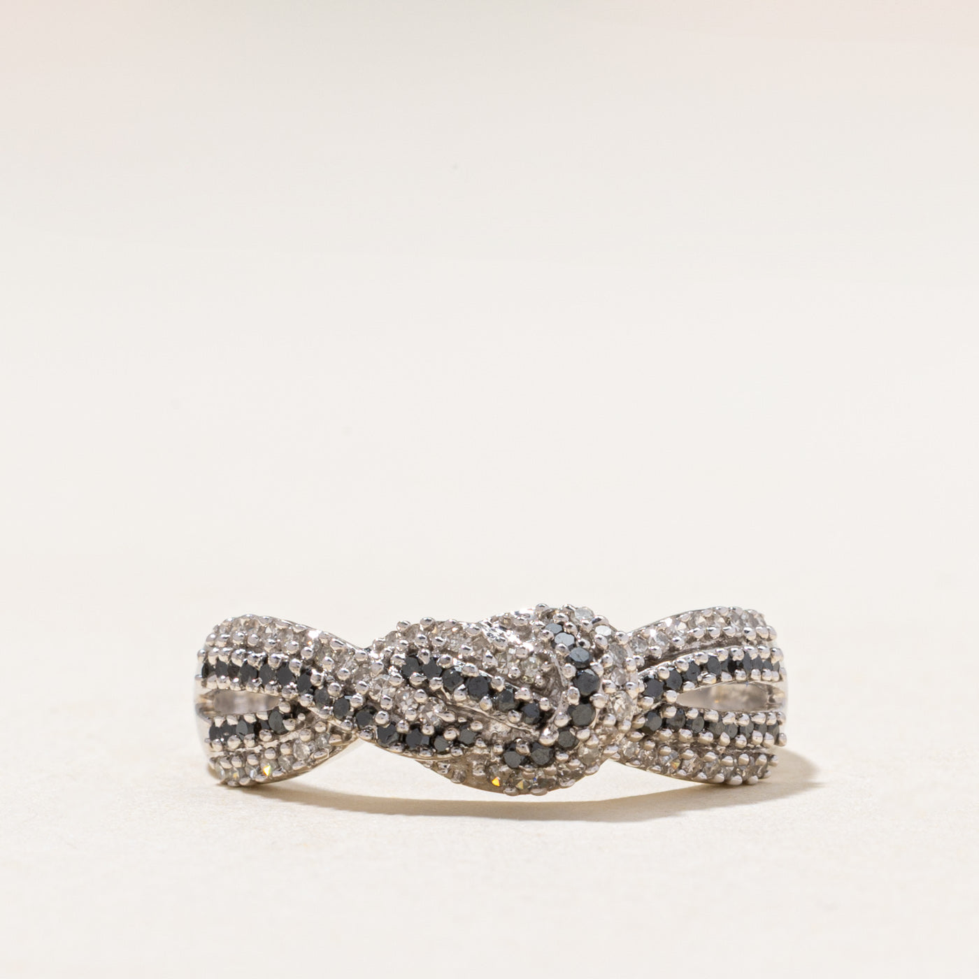 Black & White Diamond Knot Ring | 0.45ctw | SZ 9.5