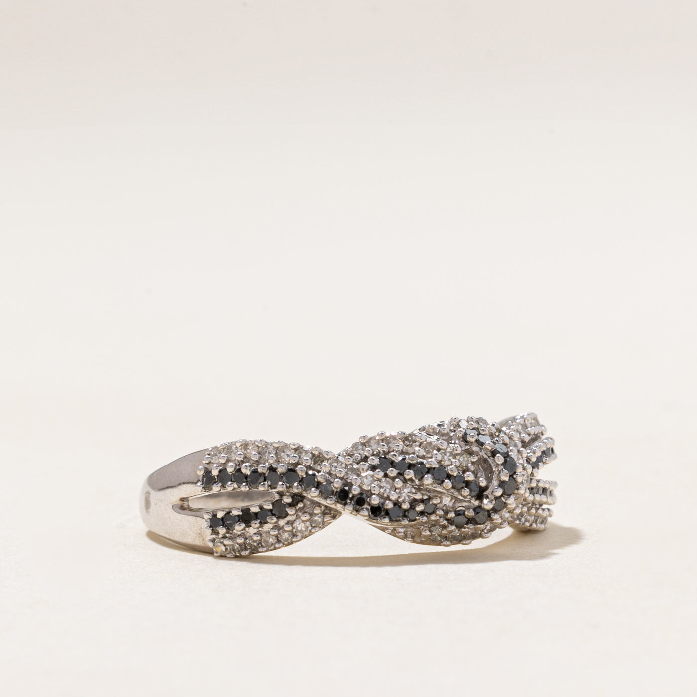 Black & White Diamond Knot Ring | 0.45ctw | SZ 9.5
