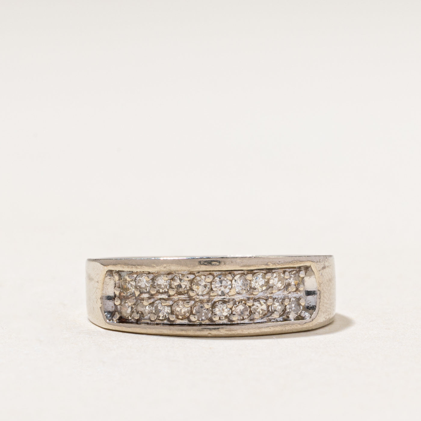 White Gold Double Row Diamond Band | 0.26ctw | SZ 6.25