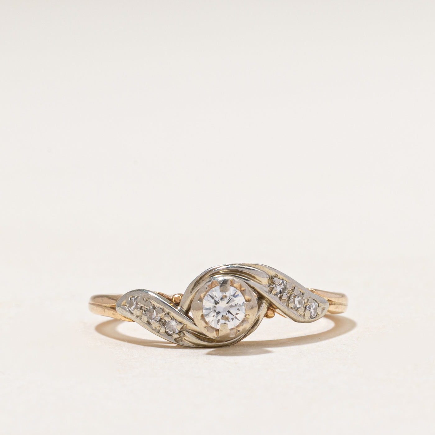 Illusion Set Diamond Bypass Ring | 0.18ctw | SZ 5.5