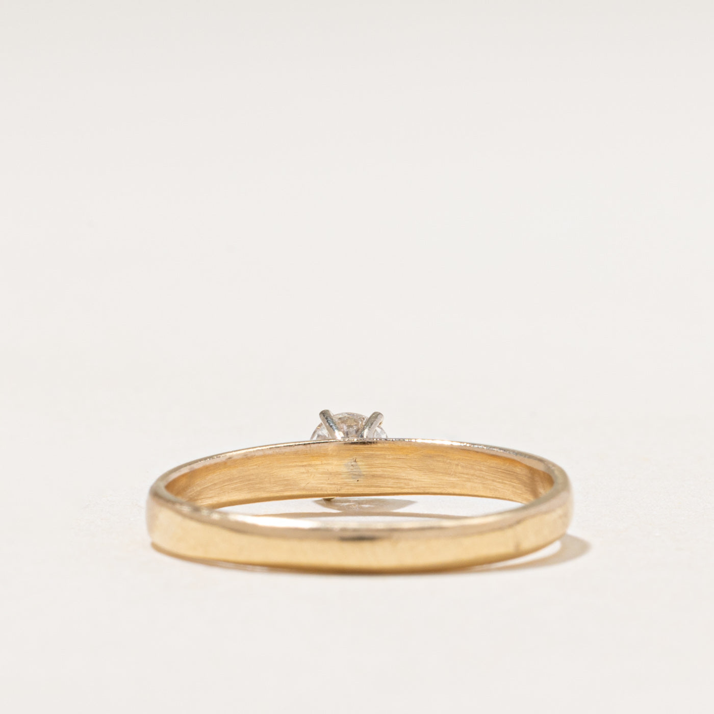 18k Solitaire Diamond Grooved Ring | 0.26ct | SZ 7.5