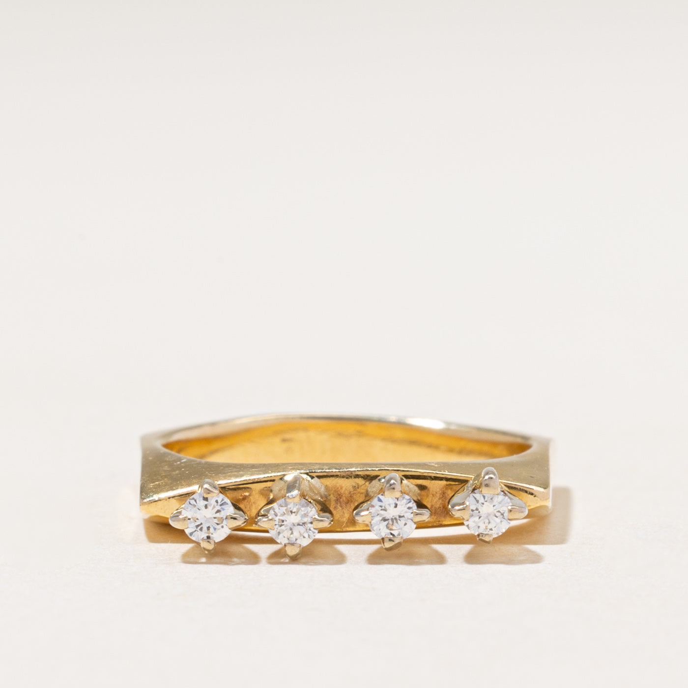 18k Four-Stone High Set Diamond Ring | 0.20ctw | SZ 7.5