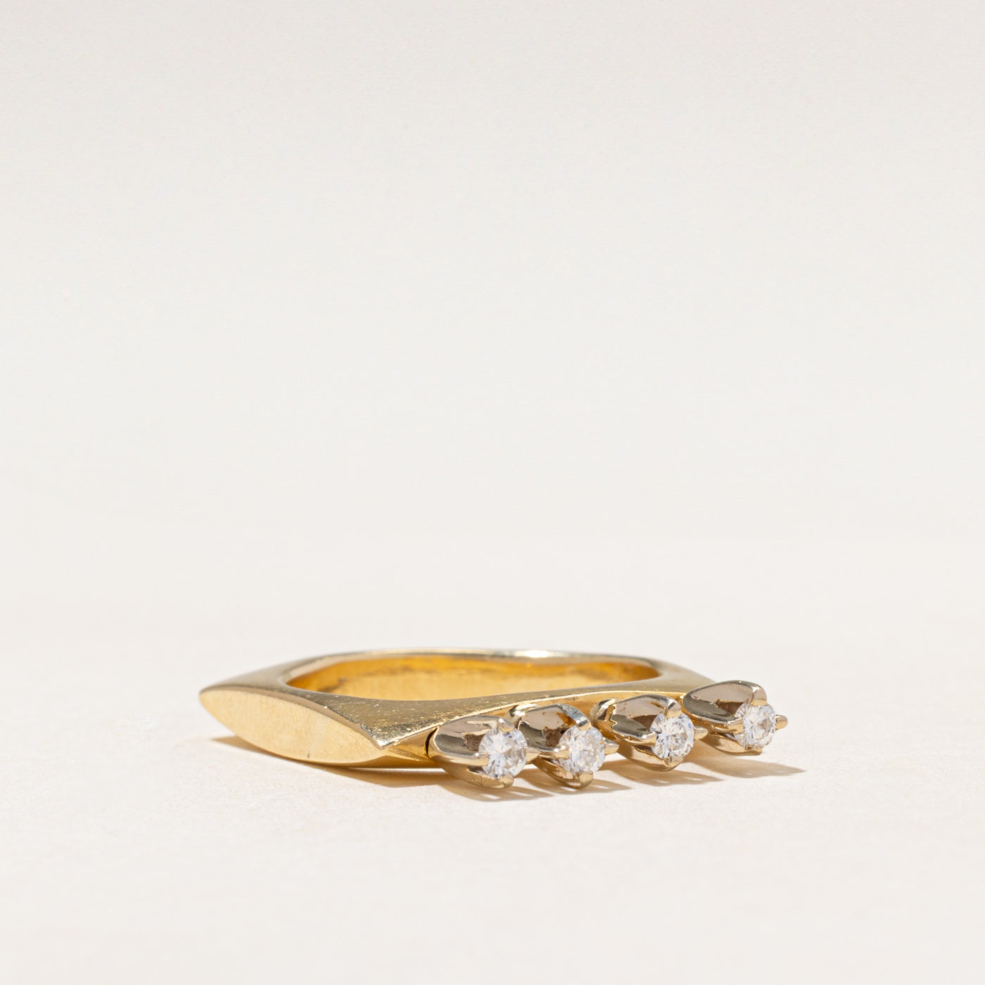 18k Four-Stone High Set Diamond Ring | 0.20ctw | SZ 7.5