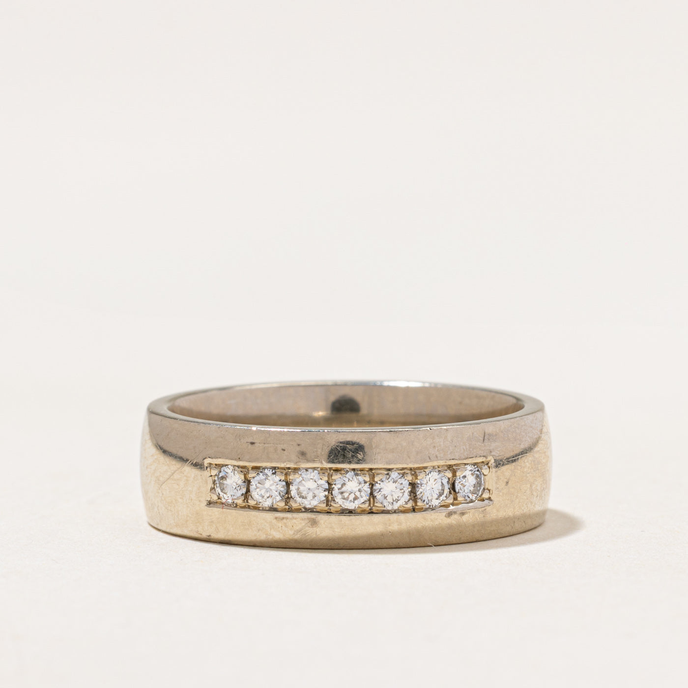 'Birks' 18k White Gold Seven Stone Diamond Band | 0.28ctw | 6.90mm | SZ 10.75