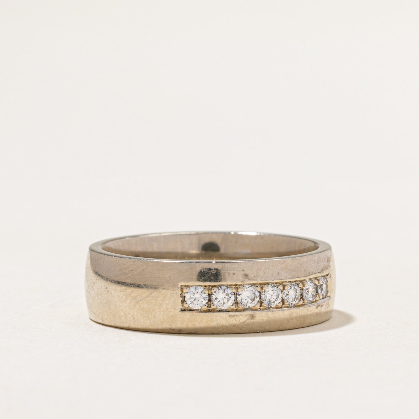 'Birks' 18k White Gold Seven Stone Diamond Band | 0.28ctw | 6.90mm | SZ 10.75