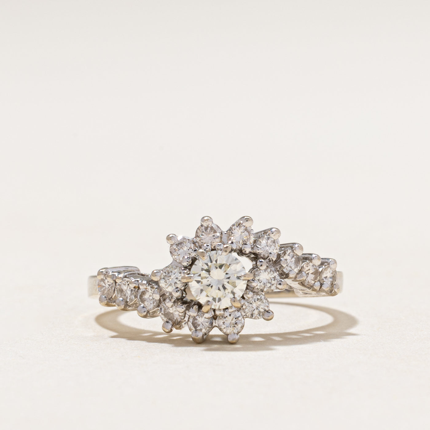 White Gold Diamond Petal Bypass Ring | 0.69ctw | SZ 5.25