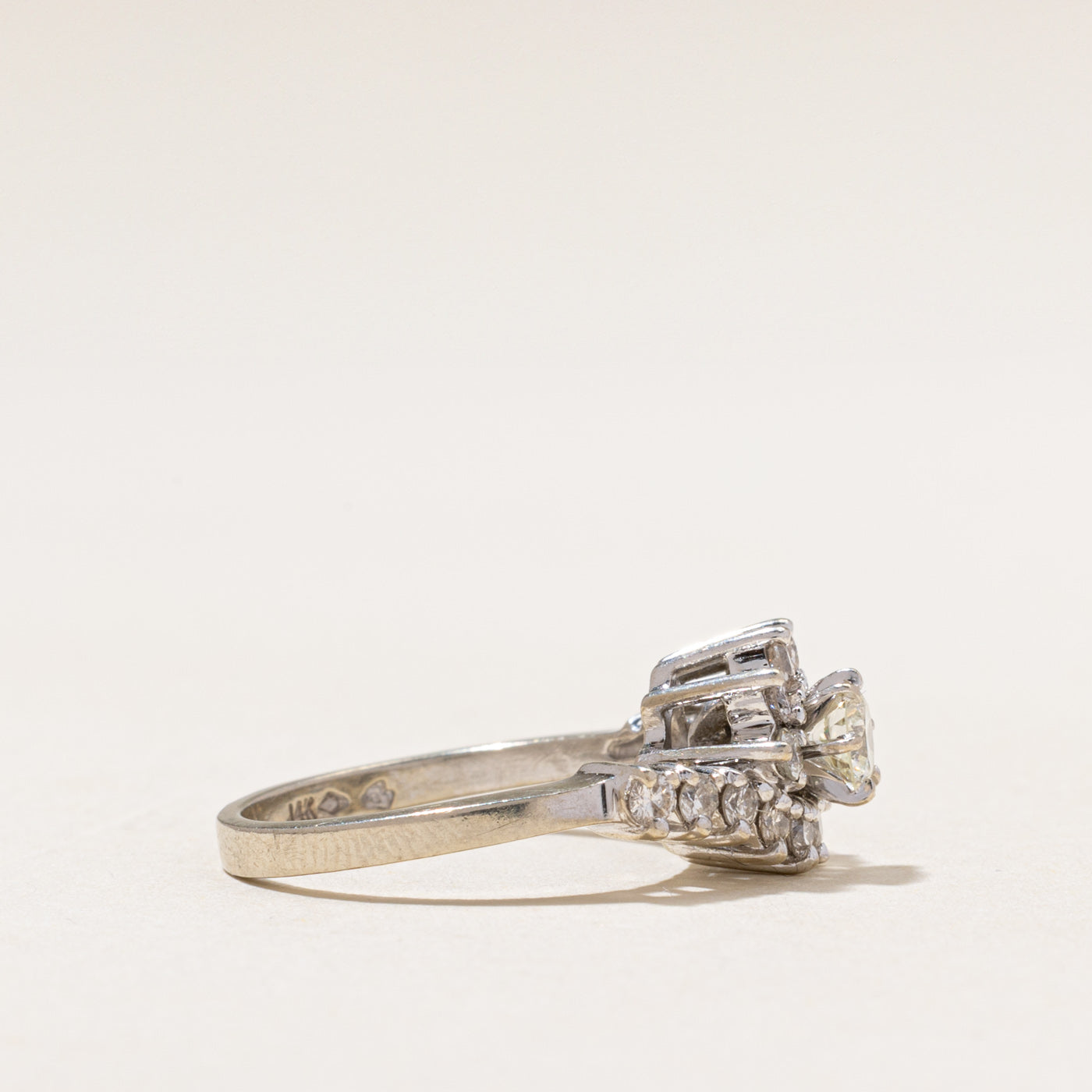 White Gold Diamond Petal Bypass Ring | 0.69ctw | SZ 5.25