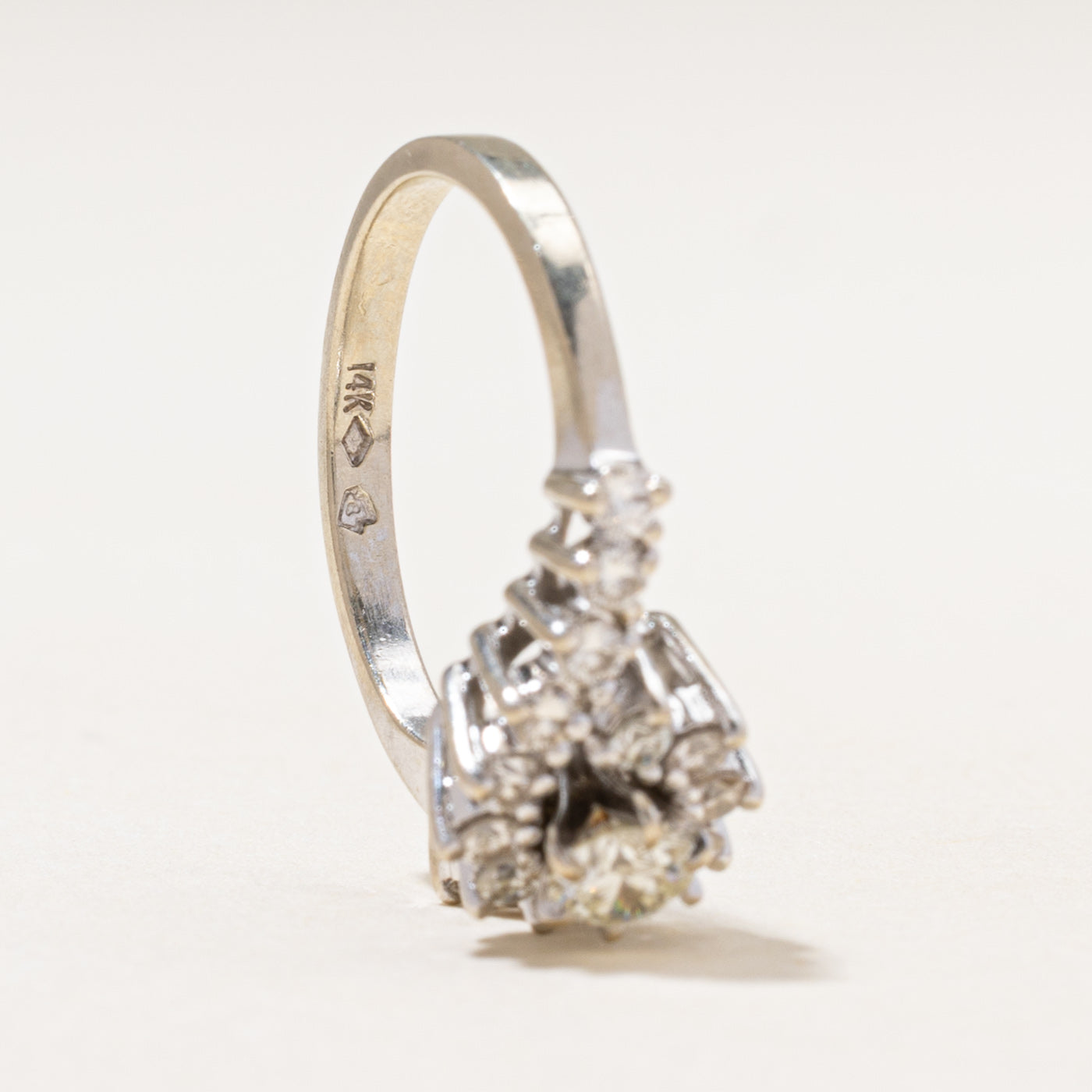 White Gold Diamond Petal Bypass Ring | 0.69ctw | SZ 5.25