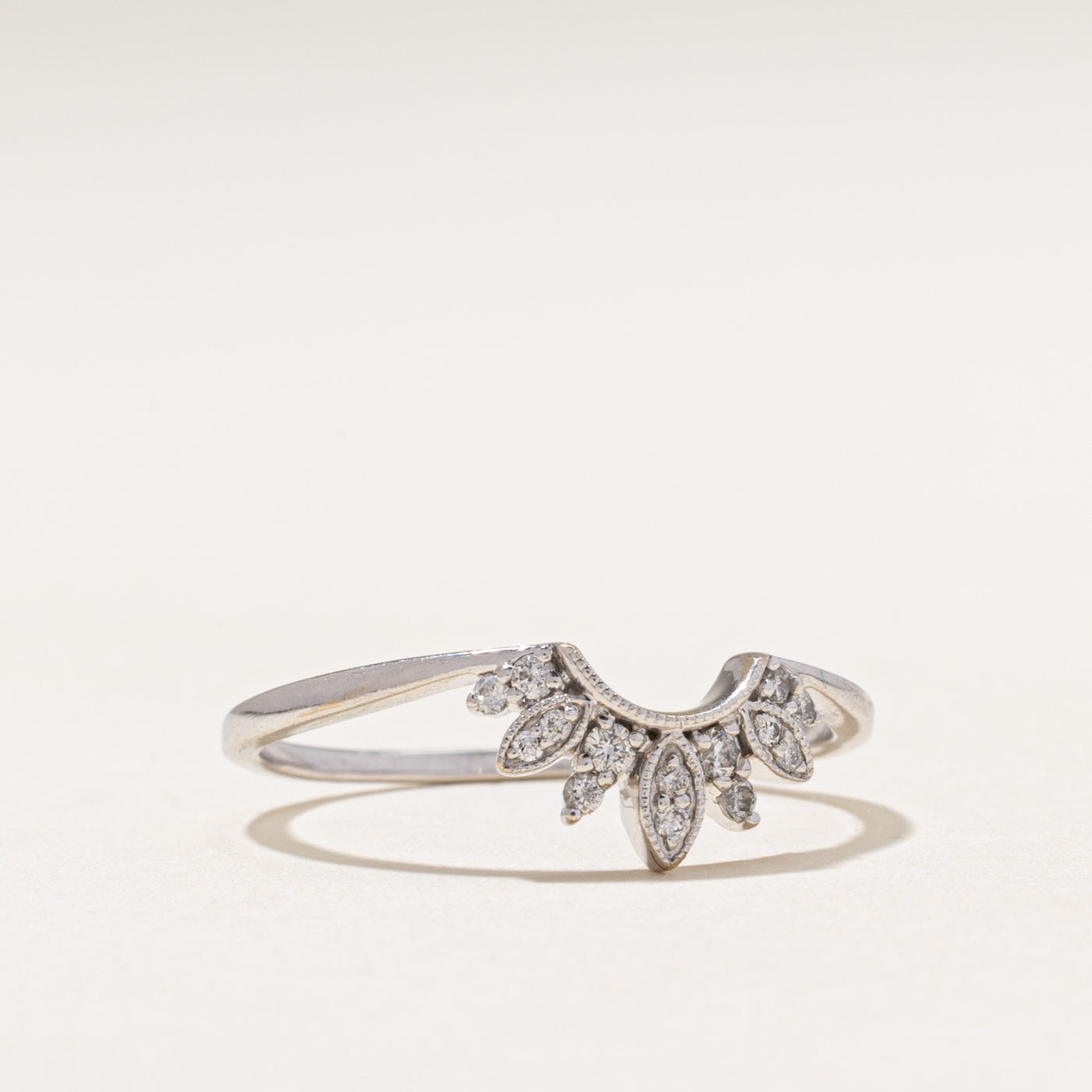White Gold Diamond Petal Contour Ring | 0.14ctw | SZ 10