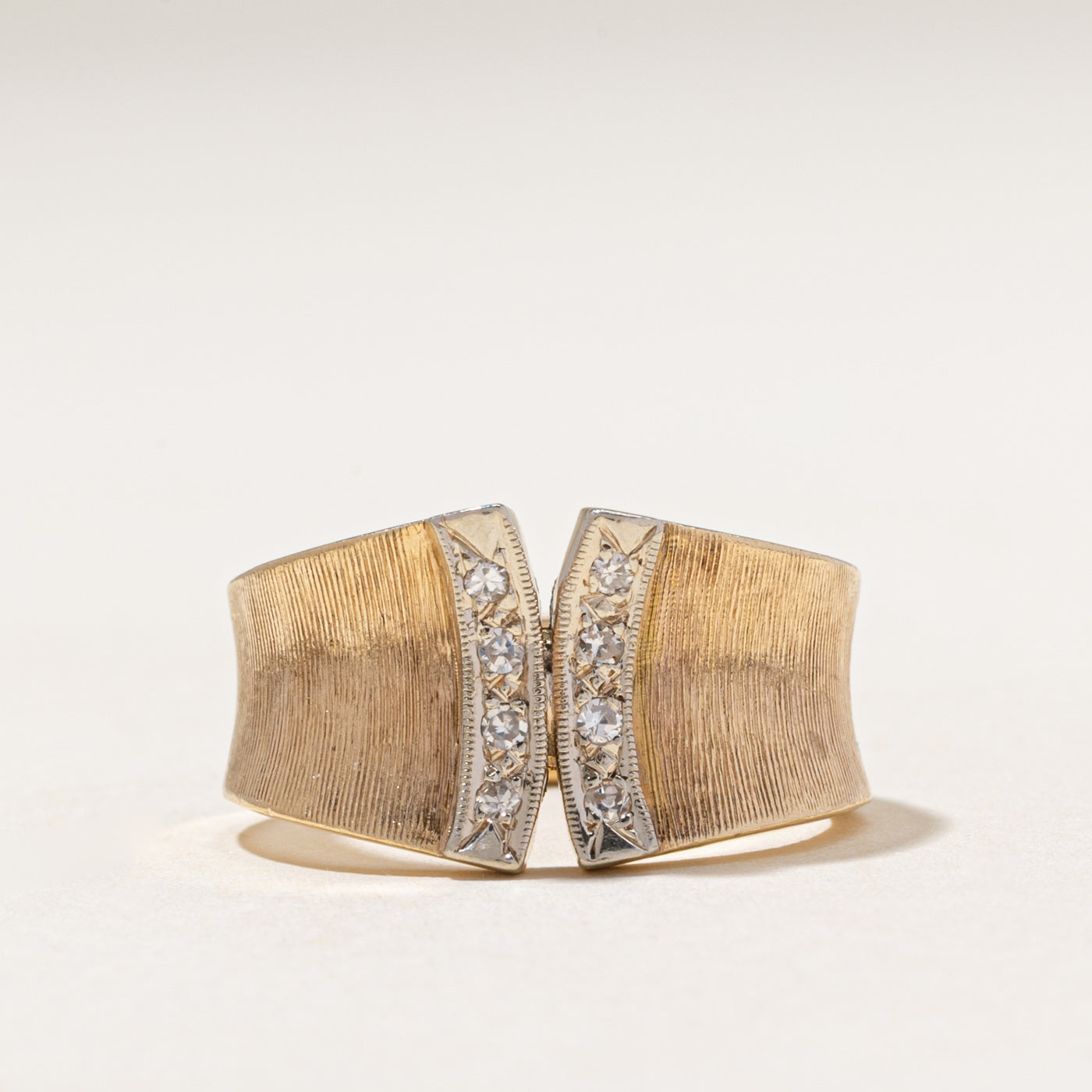 Yellow Gold Diamond Curved Open Ring | 0.10ctw | SZ 8.25