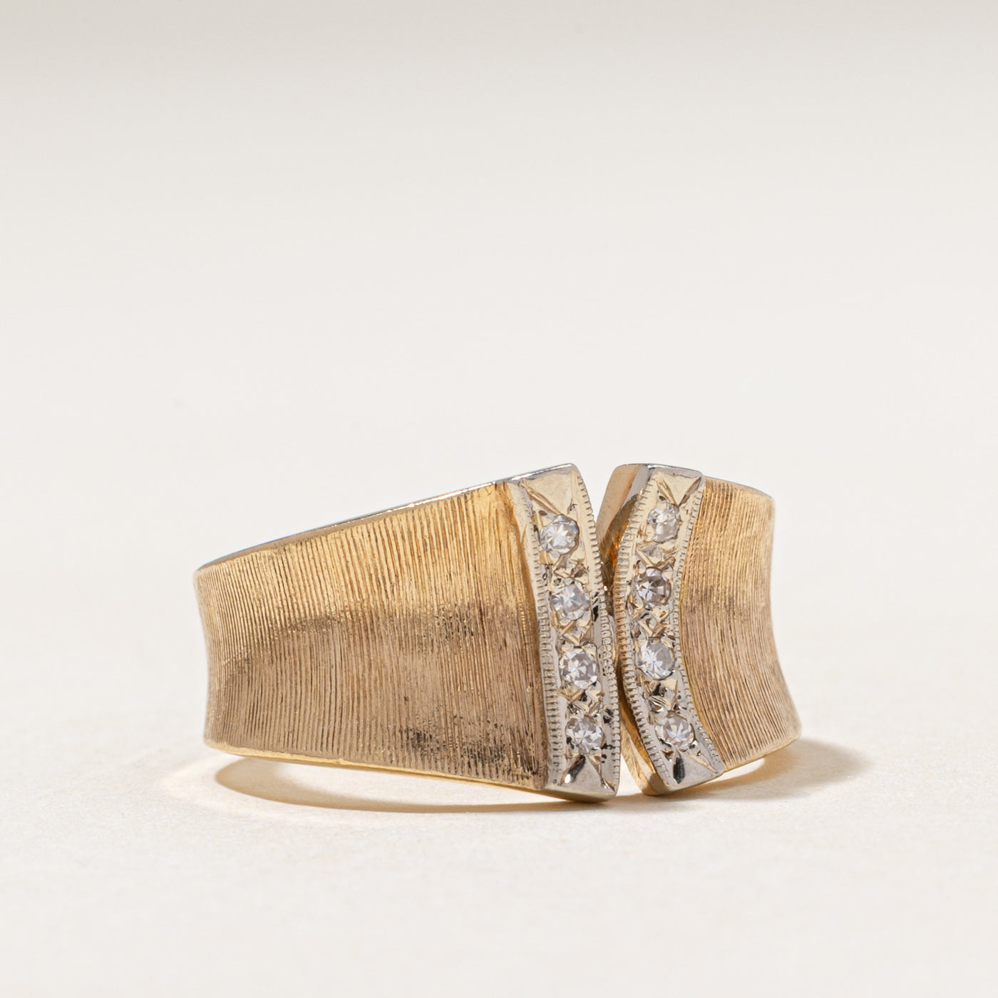 Yellow Gold Diamond Curved Open Ring | 0.10ctw | SZ 8.25