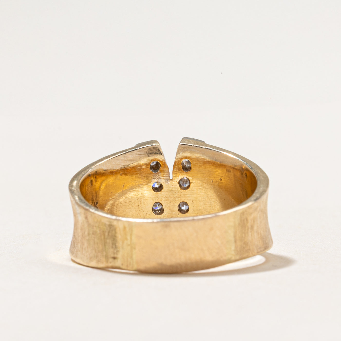 Yellow Gold Diamond Curved Open Ring | 0.10ctw | SZ 8.25