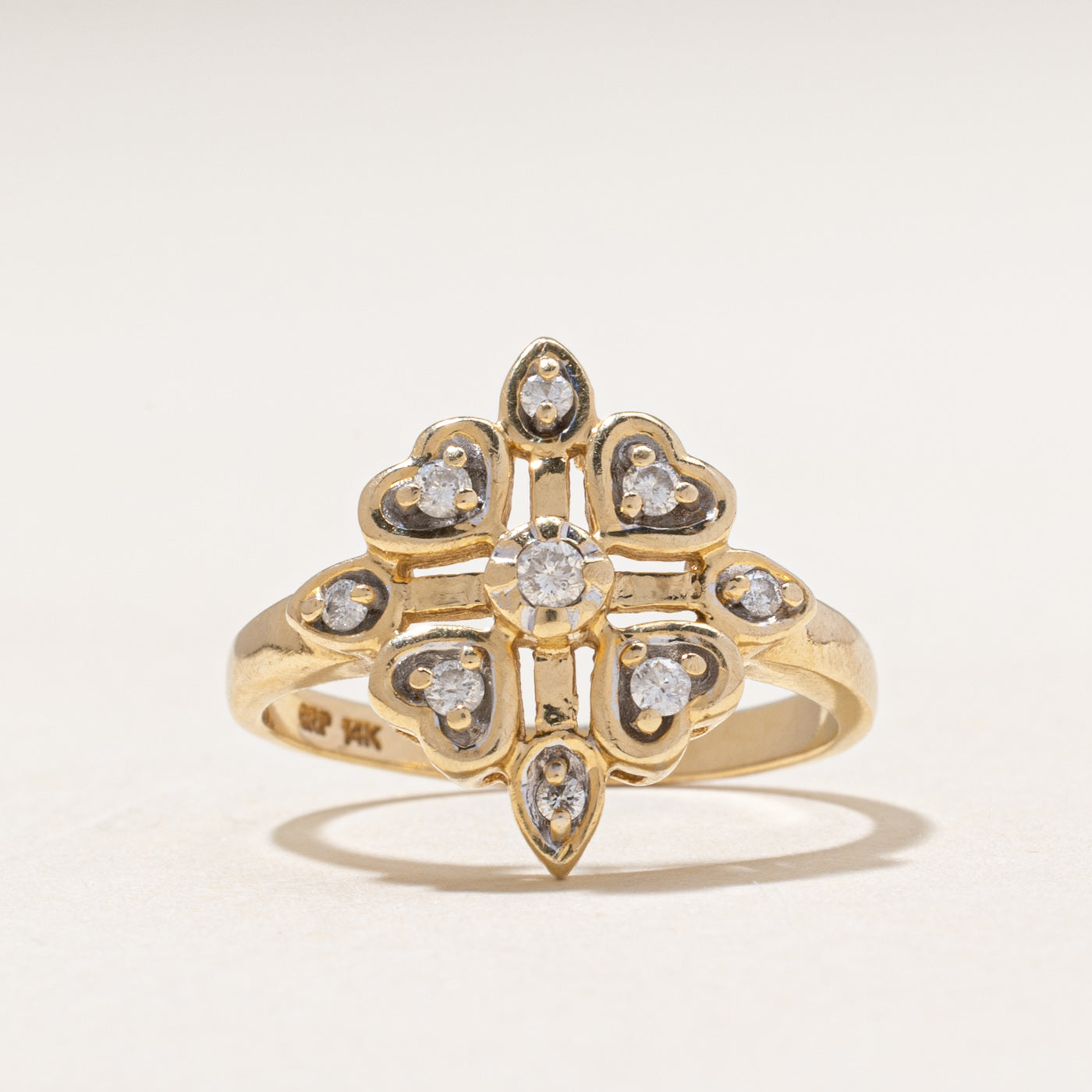 Yellow Gold Diamond Cluster Ring | 0.17ctw | SZ 6.5