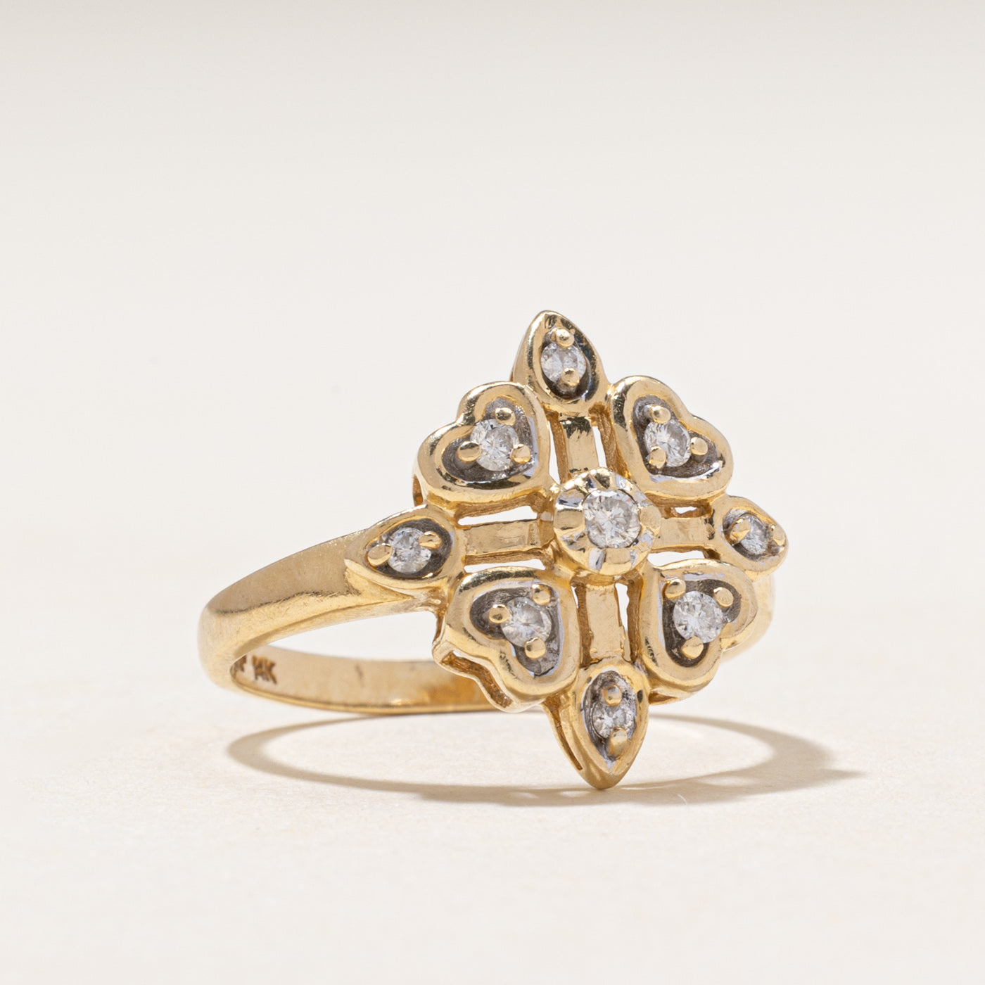 Yellow Gold Diamond Cluster Ring | 0.17ctw | SZ 6.5