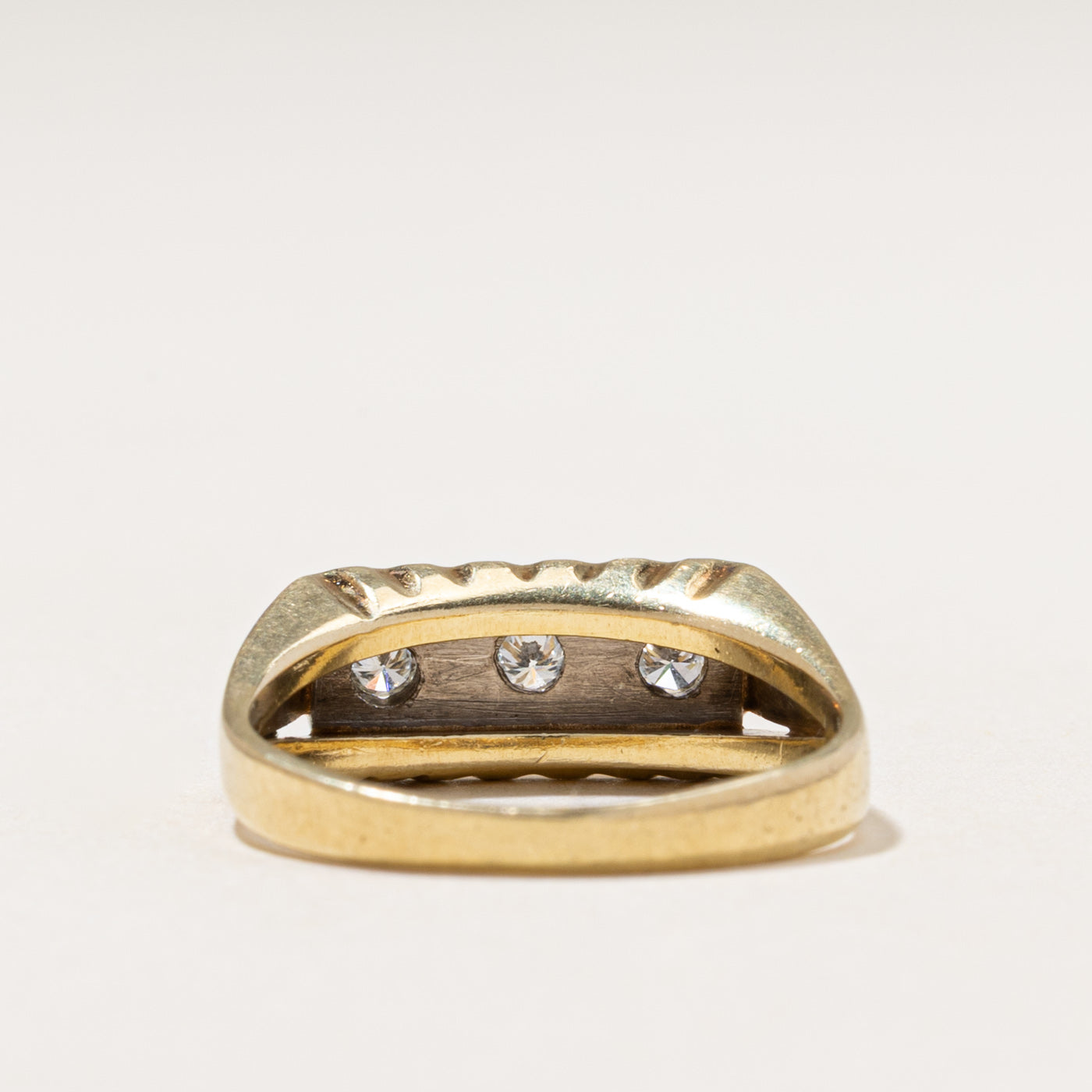 Two Tone Gold Three Stone Diamond Ring | 0.15ctw | SZ 8