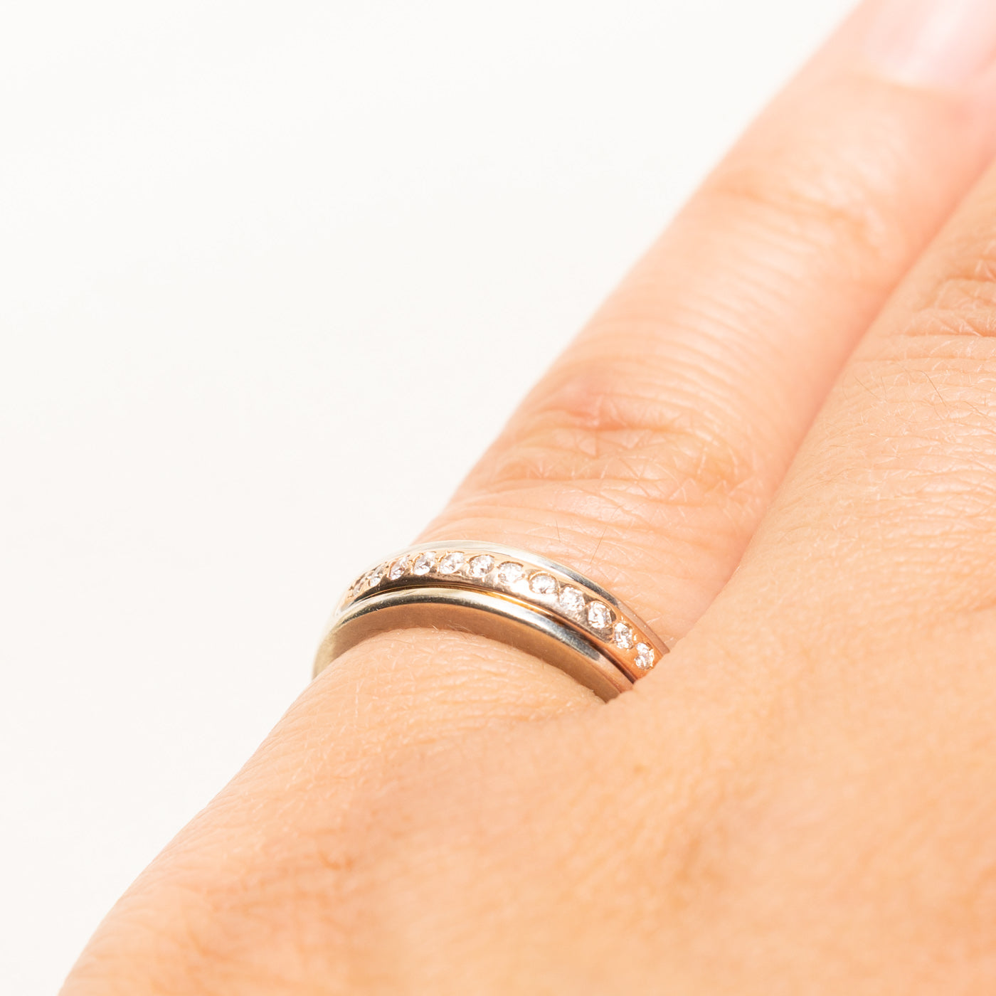 Two Tone Gold Semi Eternity Diamond Band | 0.15ctw | 2.75mm | SZ 5