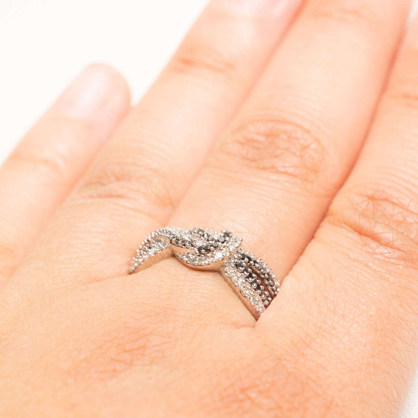 Black & White Diamond Knot Ring | 0.45ctw | SZ 9.5