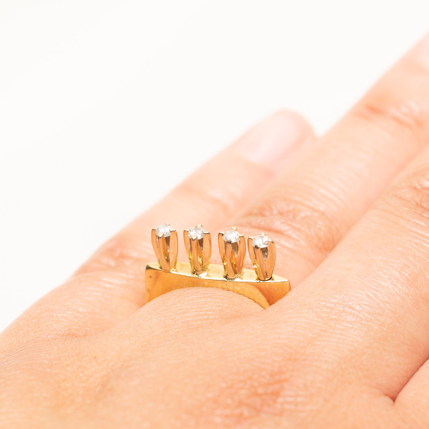 18k Four-Stone High Set Diamond Ring | 0.20ctw | SZ 7.5
