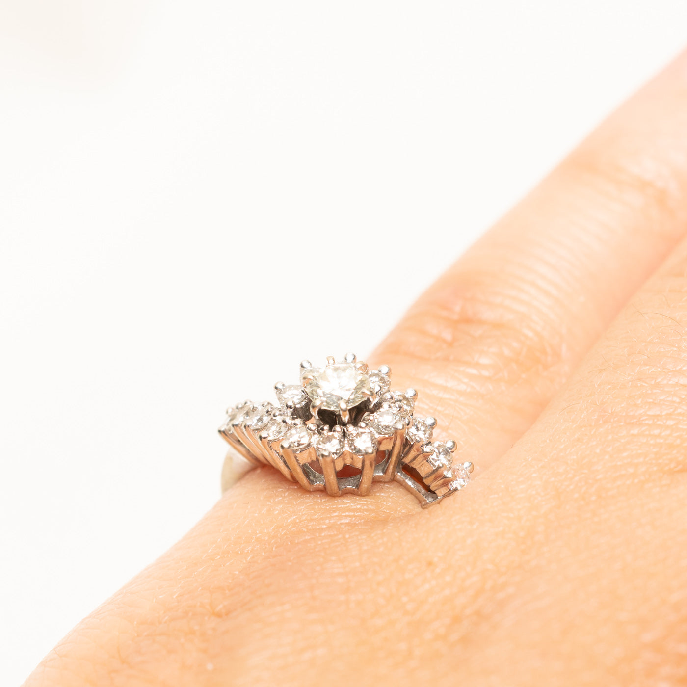 White Gold Diamond Petal Bypass Ring | 0.69ctw | SZ 5.25