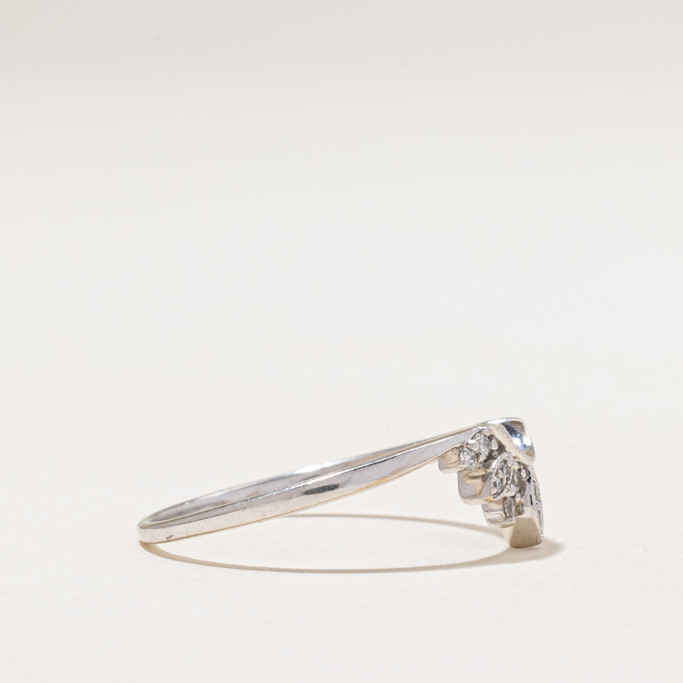 White Gold Diamond Petal Contour Ring | 0.14ctw | SZ 10