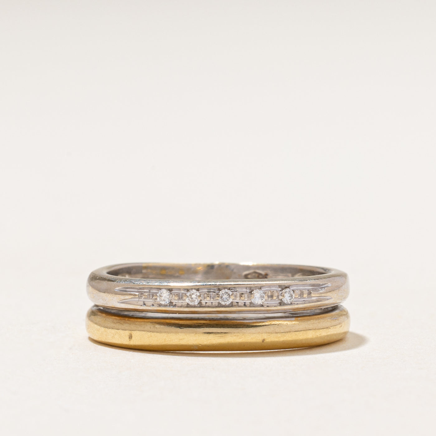 18k Two-Tone Diamond Stacked Band | 0.03ctw | 5.50mm | SZ 7.25