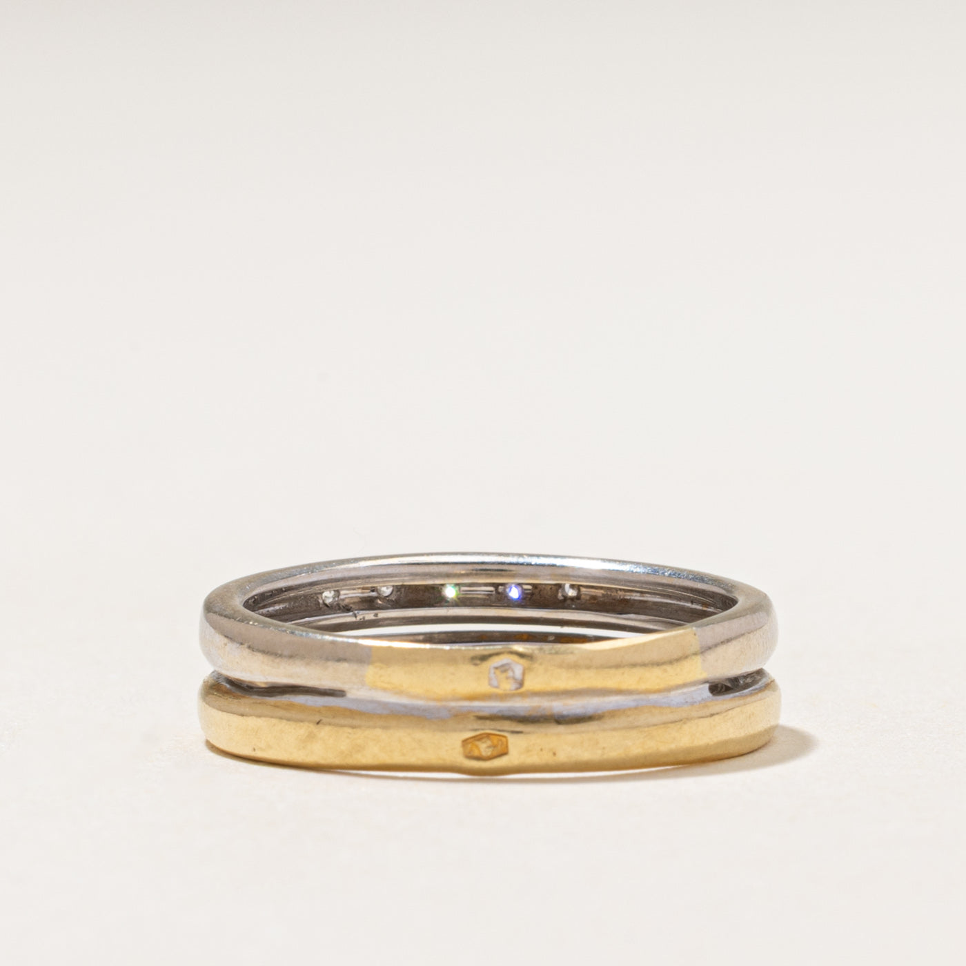 18k Two-Tone Diamond Stacked Band | 0.03ctw | 5.50mm | SZ 7.25