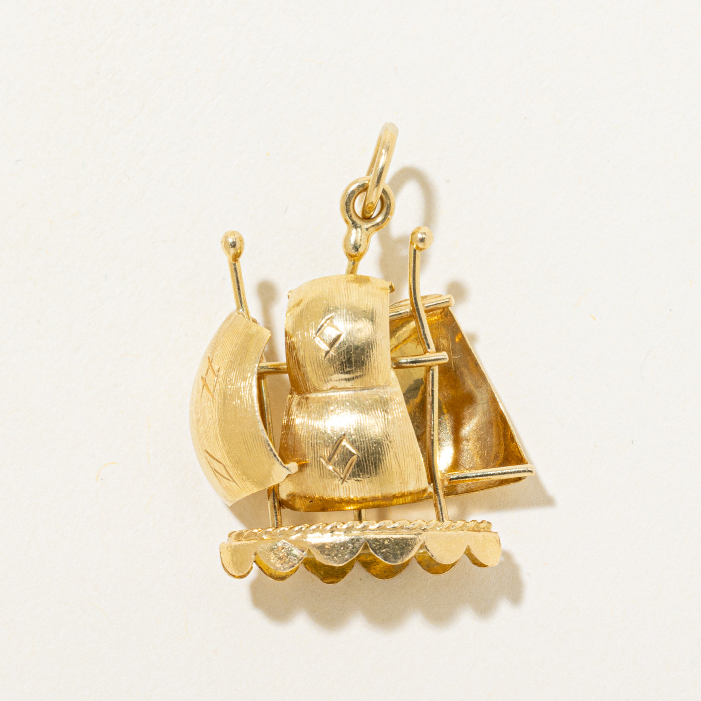 18k Yellow Gold Ship Charm
