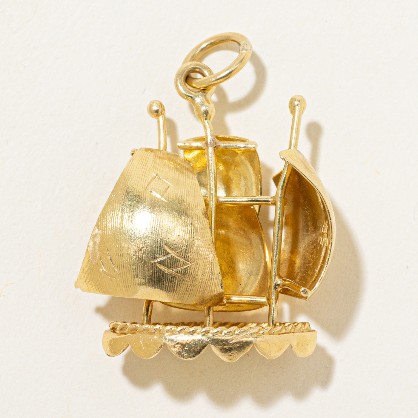 18k Yellow Gold Ship Charm