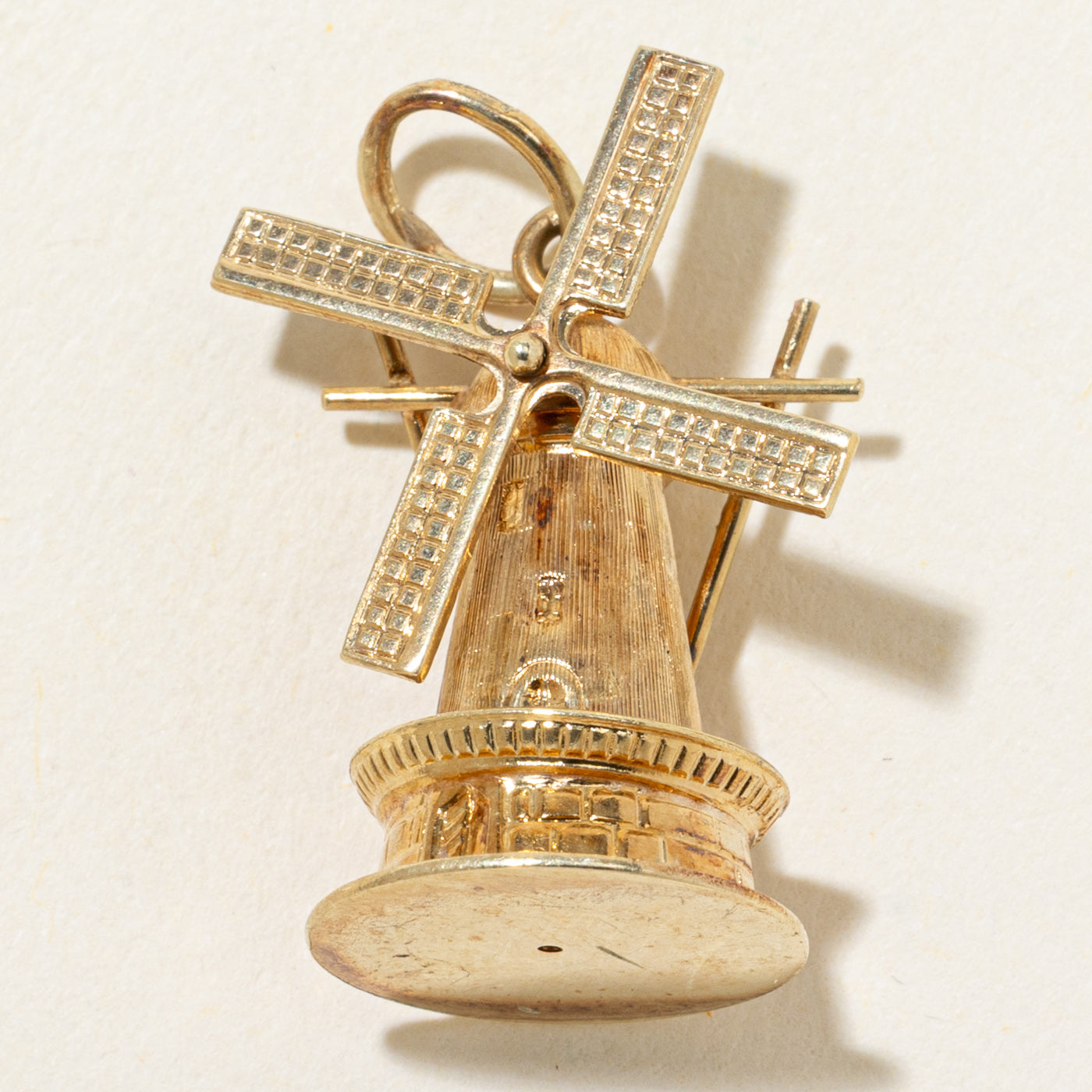 Dutch Hallmarked 14k Yellow Gold Windmill Charm