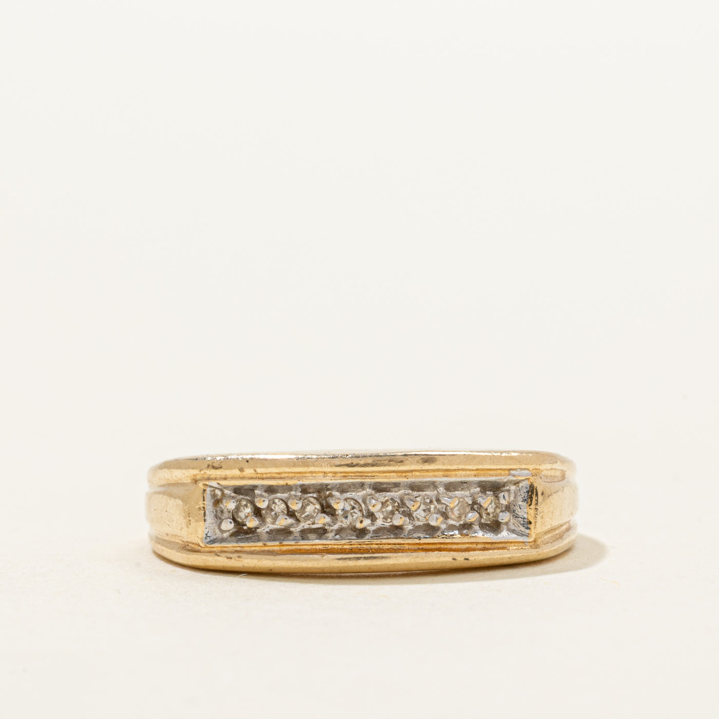 Pave Set Diamond Grooved Ring | 0.06ctw | SZ 6.75