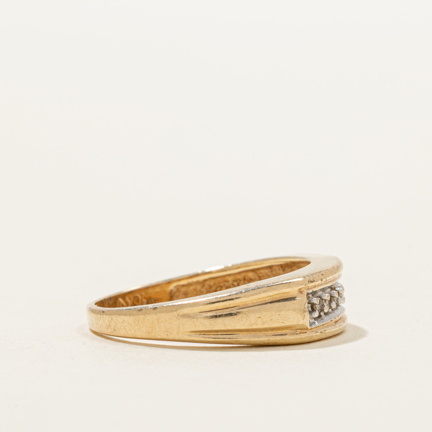 Pave Set Diamond Grooved Ring | 0.06ctw | SZ 6.75