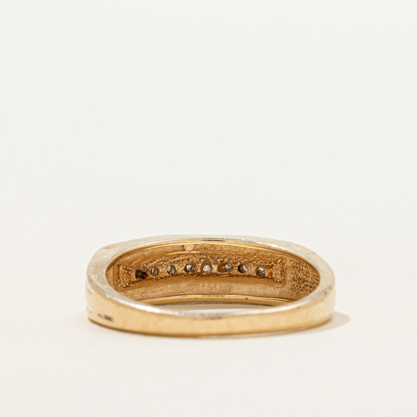 Pave Set Diamond Grooved Ring | 0.06ctw | SZ 6.75