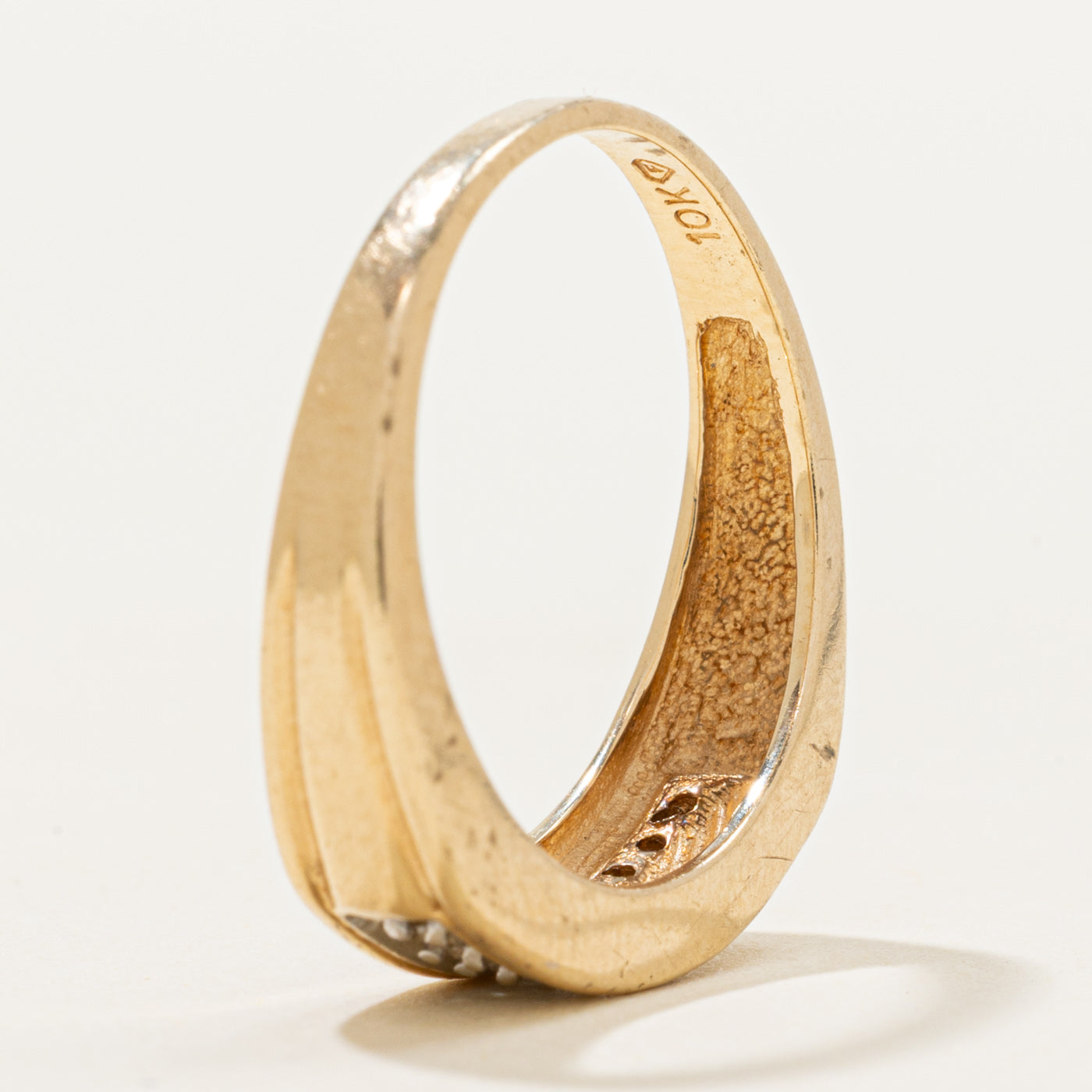 Pave Set Diamond Grooved Ring | 0.06ctw | SZ 6.75