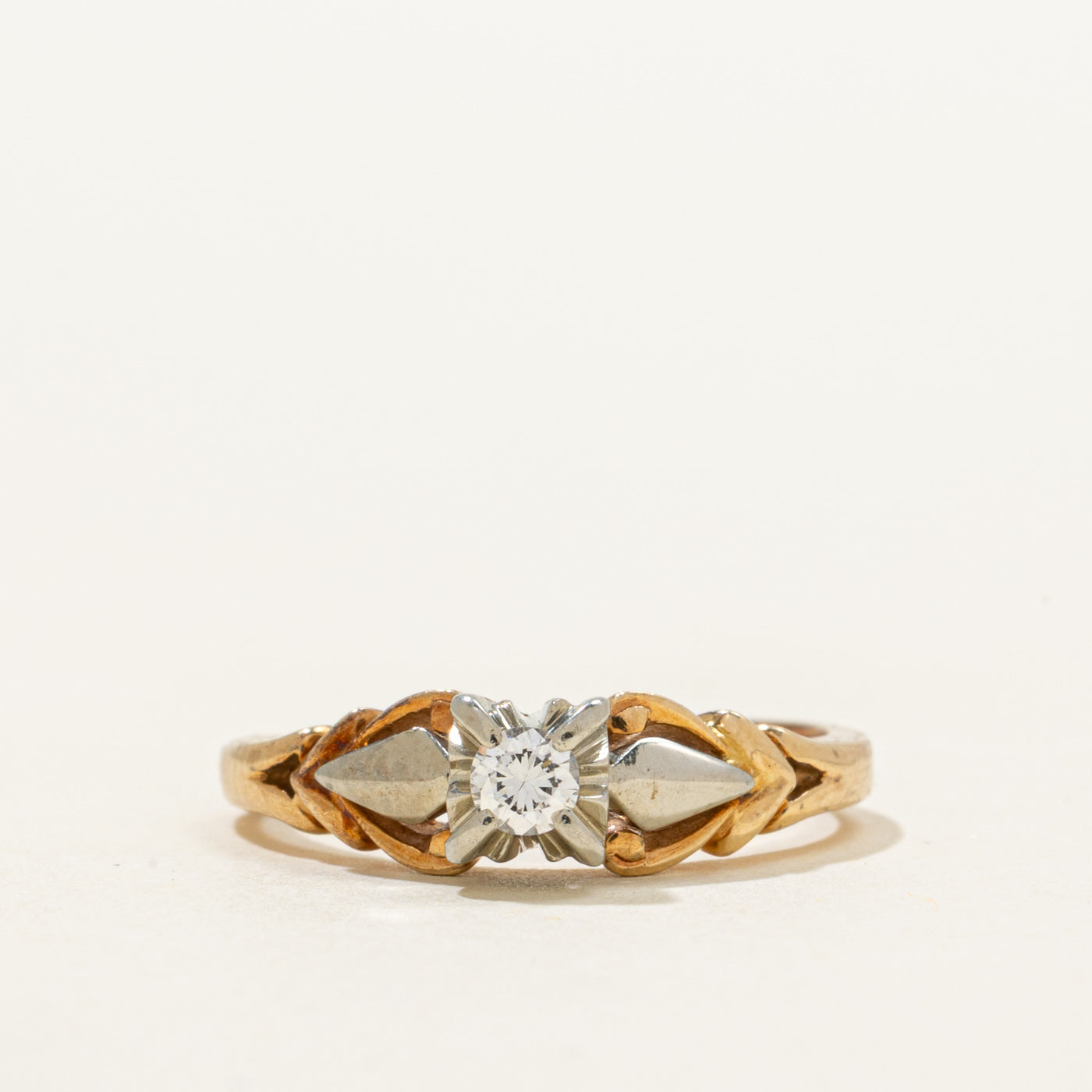 Two Tone Solitaire Diamond Ring | 0.10ct | SZ 5.5