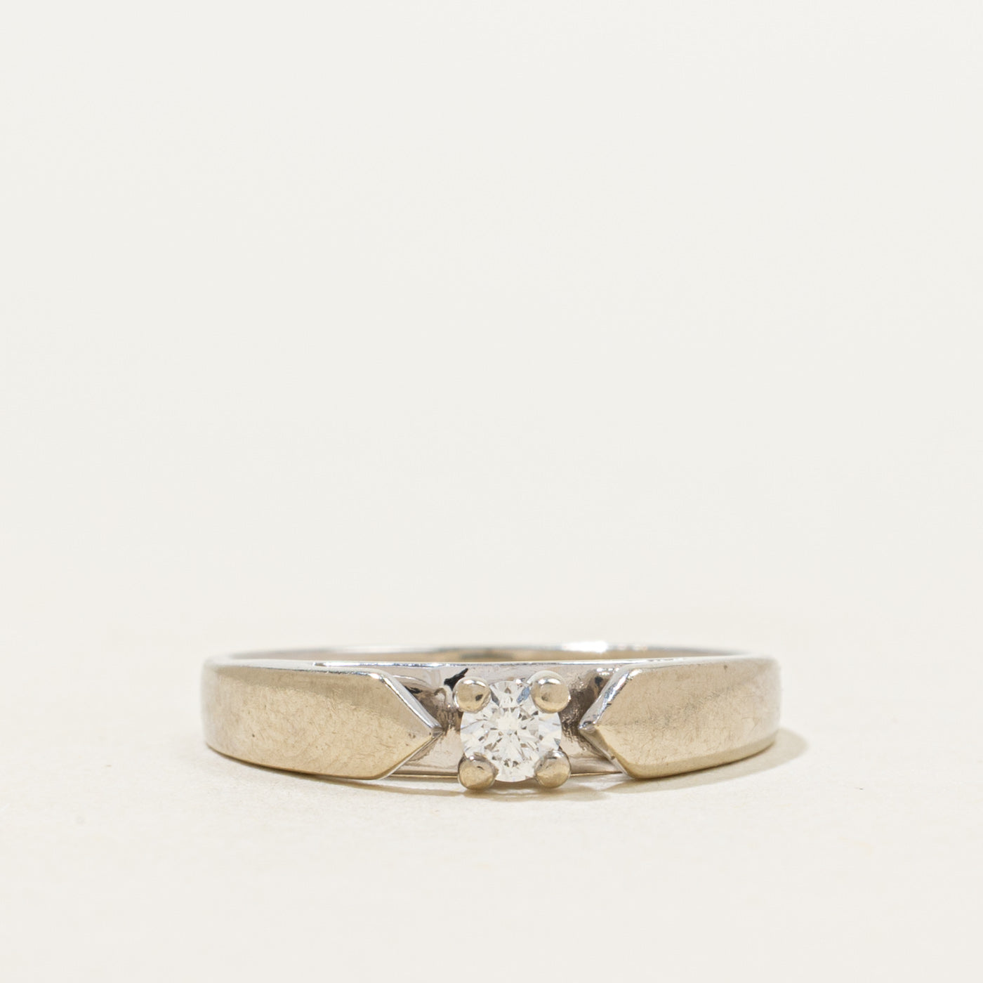 White Gold Solitaire Diamond Petite Ring | 0.09ct | SZ 3.75