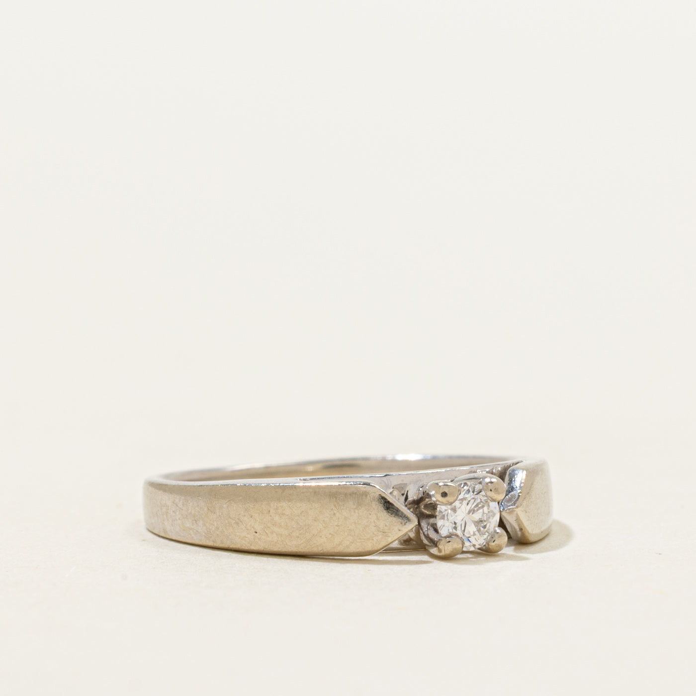 White Gold Solitaire Diamond Petite Ring | 0.09ct | SZ 3.75