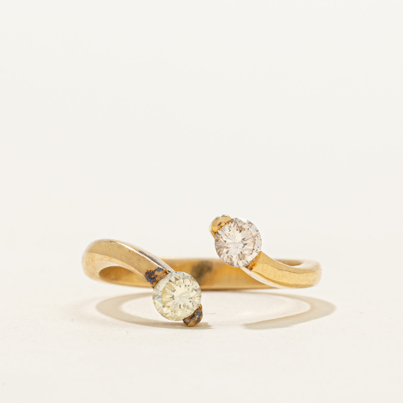 Two Stone Diamond Bypass Ring | 0.36ctw | SZ 5.5