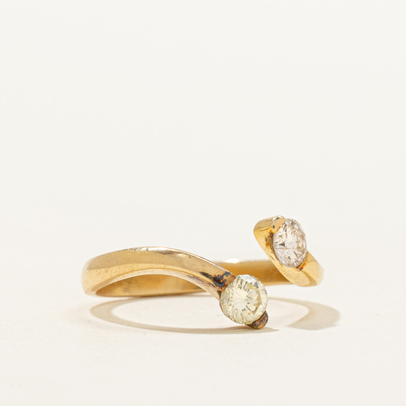Two Stone Diamond Bypass Ring | 0.36ctw | SZ 5.5