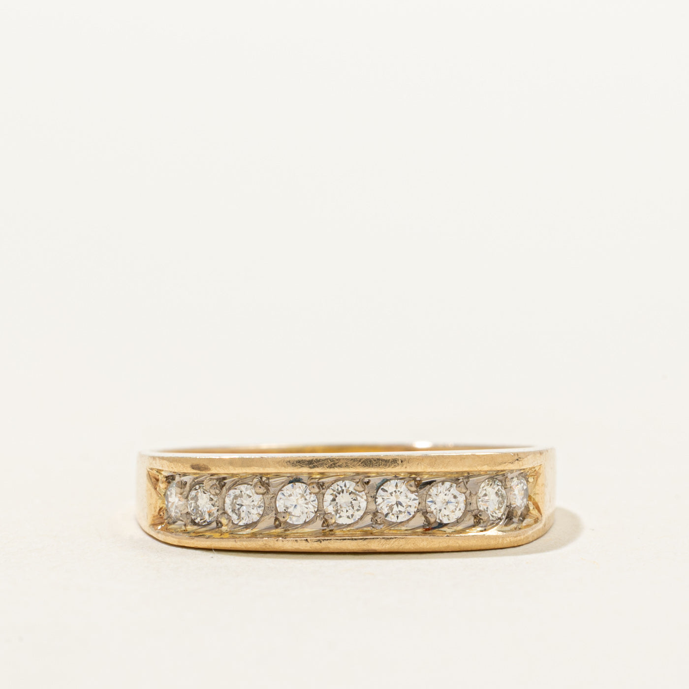 Bague demi-éternité sertie de diamants canadiens | 0,21 ct | Taille 8
