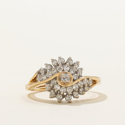Diamond Cluster Swirl Ring | 0.48ctw | SZ 7.25