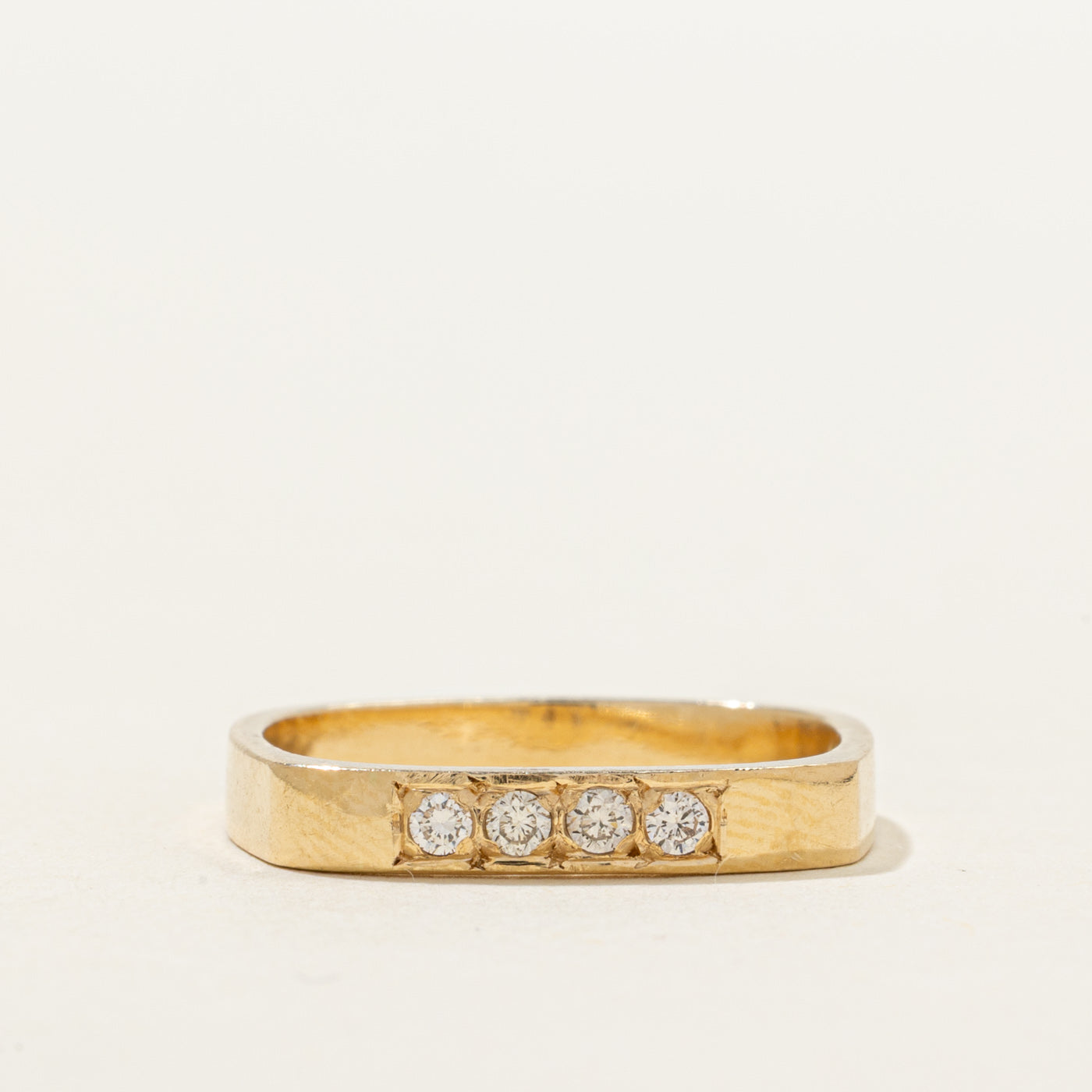 Four Stone Diamond Soft Square Band | 0.10ctw | 3mm | SZ 5.5