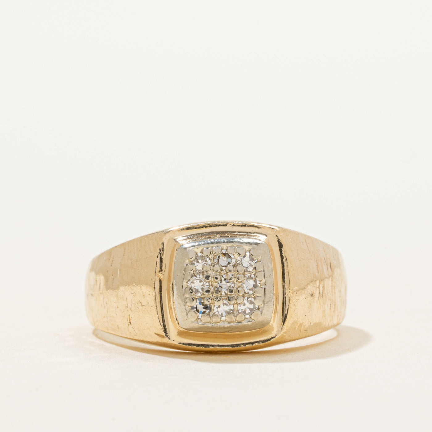 Pave Set Diamond Textured Dome Ring | 0.18ctw | SZ 10