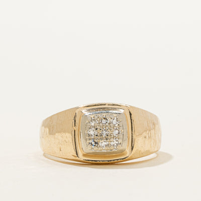 Pave Set Diamond Textured Dome Ring | 0.18ctw | SZ 10