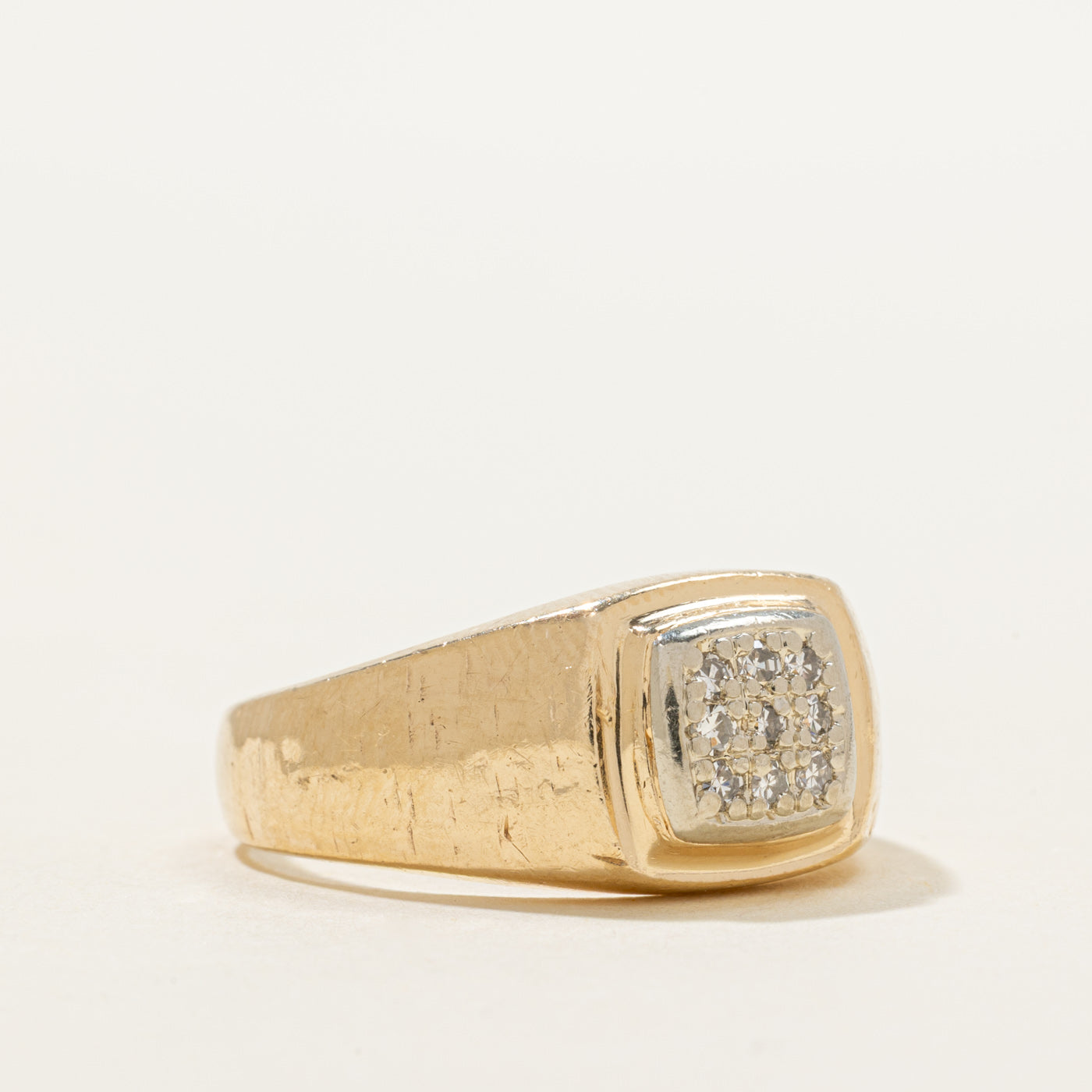 Pave Set Diamond Textured Dome Ring | 0.18ctw | SZ 10