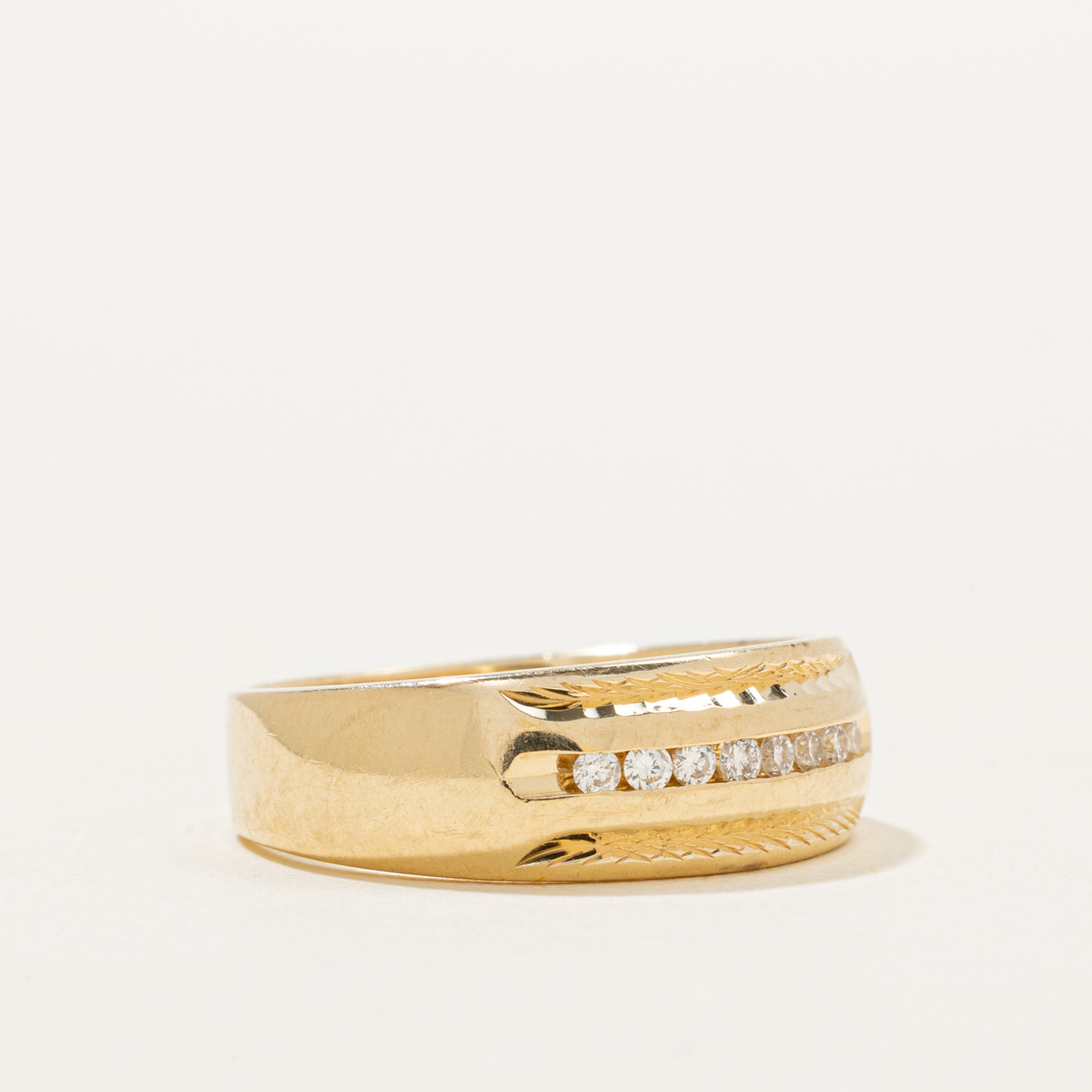 Channel Set Diamond Textured Dome Ring | 0.10ctw | SZ 7.5