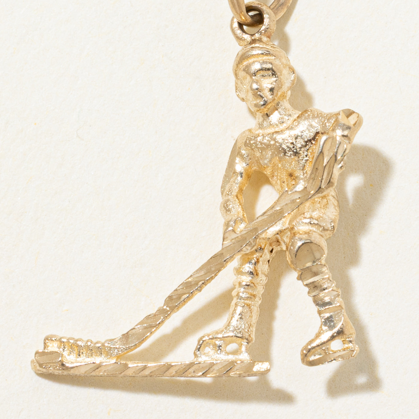 10k Yellow Gold Hockey Player Charm