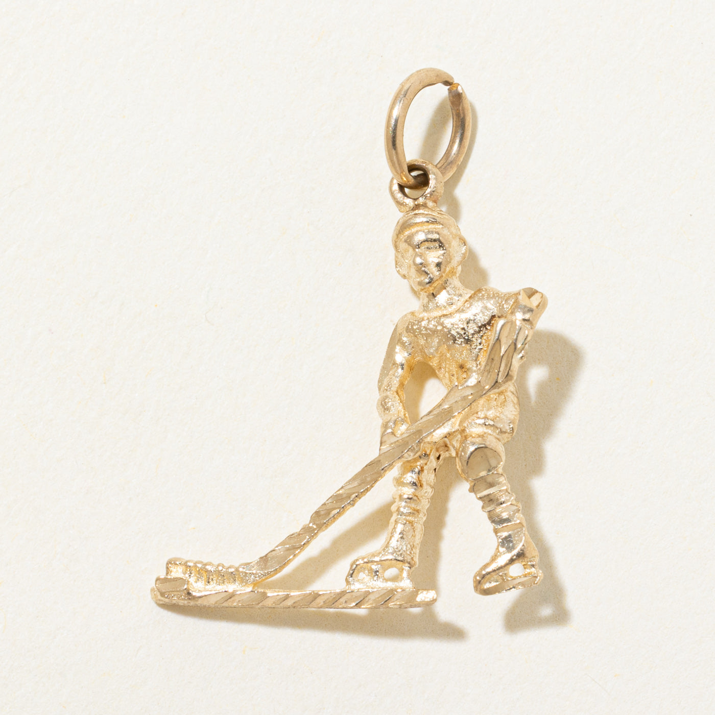 10k Yellow Gold Hockey Player Charm