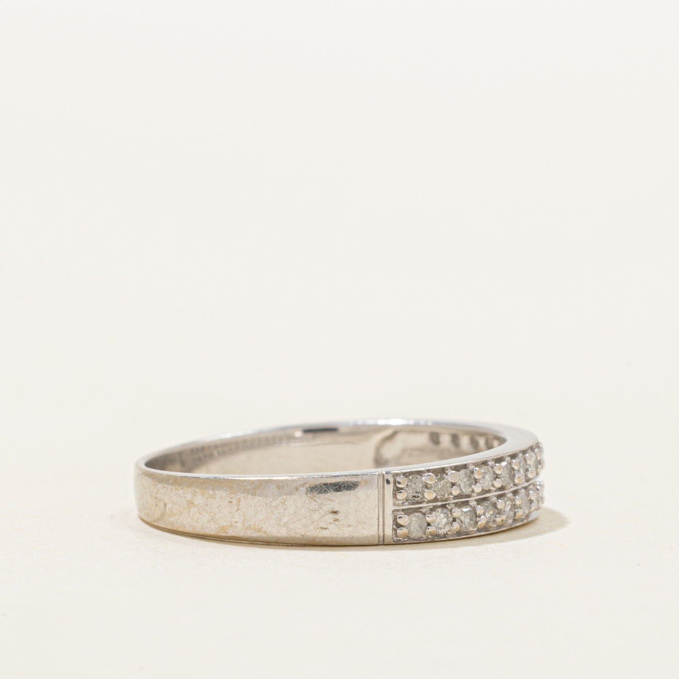 White Gold Pave Set Diamond Ring | 0.22ctw | SZ 7.25