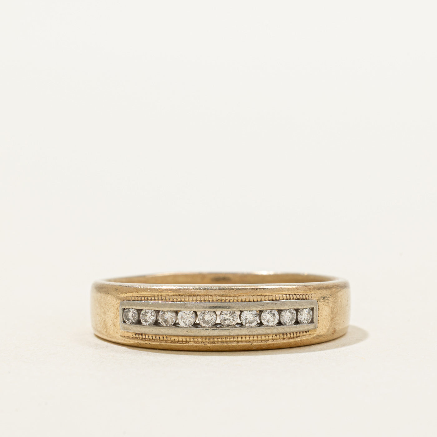 Channel Set Diamond Milgrained Ring | 0.15ctw | SZ 10